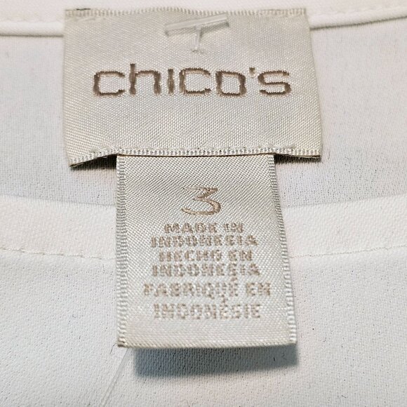 Chicos Women's Blocked Bold Stripe Cold-Shoulder 3/4 Long Sleeve Top, Sz 3 (XL) - Picture 8 of 8